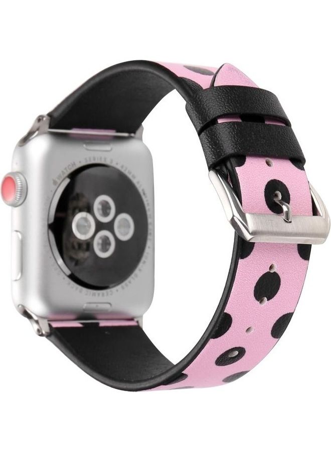 NIBEMINENT Fashion Dot Series Watchband For Apple Watch 1/2/3/4/5/6/7/SE 42-44-45mm Pink/Black  - Image 1