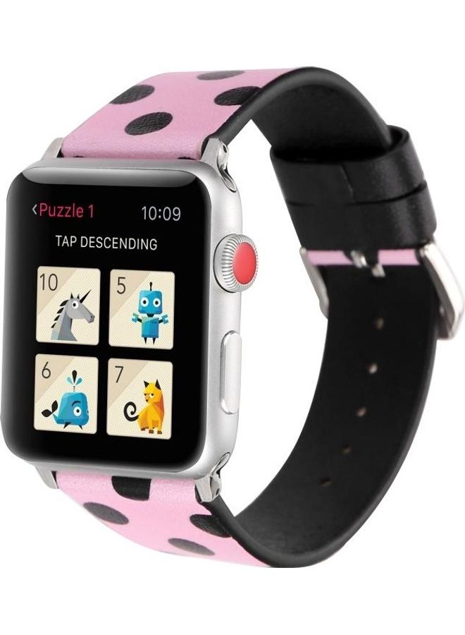 NIBEMINENT Fashion Dot Series Watchband For Apple Watch 1/2/3/4/5/6/7/SE 42-44-45mm Pink/Black  - Image 4