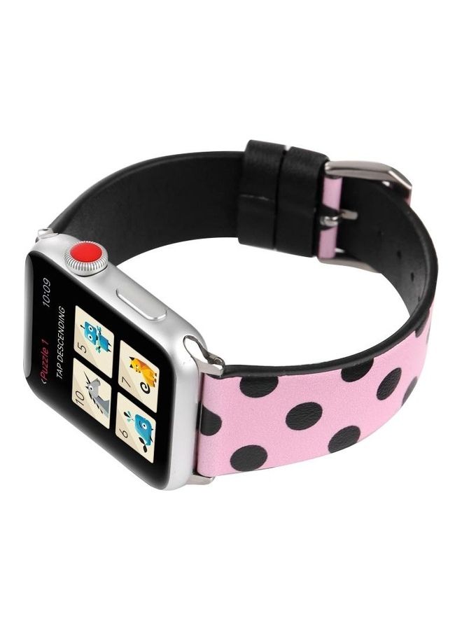 NIBEMINENT Fashion Dot Series Watchband For Apple Watch 1/2/3/4/5/6/7/SE 42-44-45mm Pink/Black  - Image 5