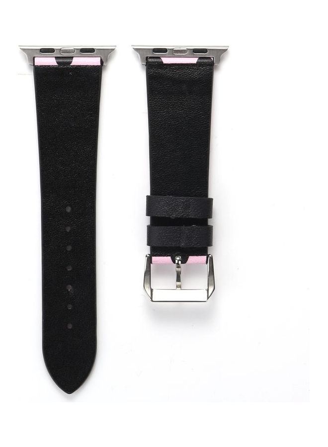 NIBEMINENT Fashion Dot Series Watchband For Apple Watch 1/2/3/4/5/6/7/SE 42-44-45mm Pink/Black  - Image 3
