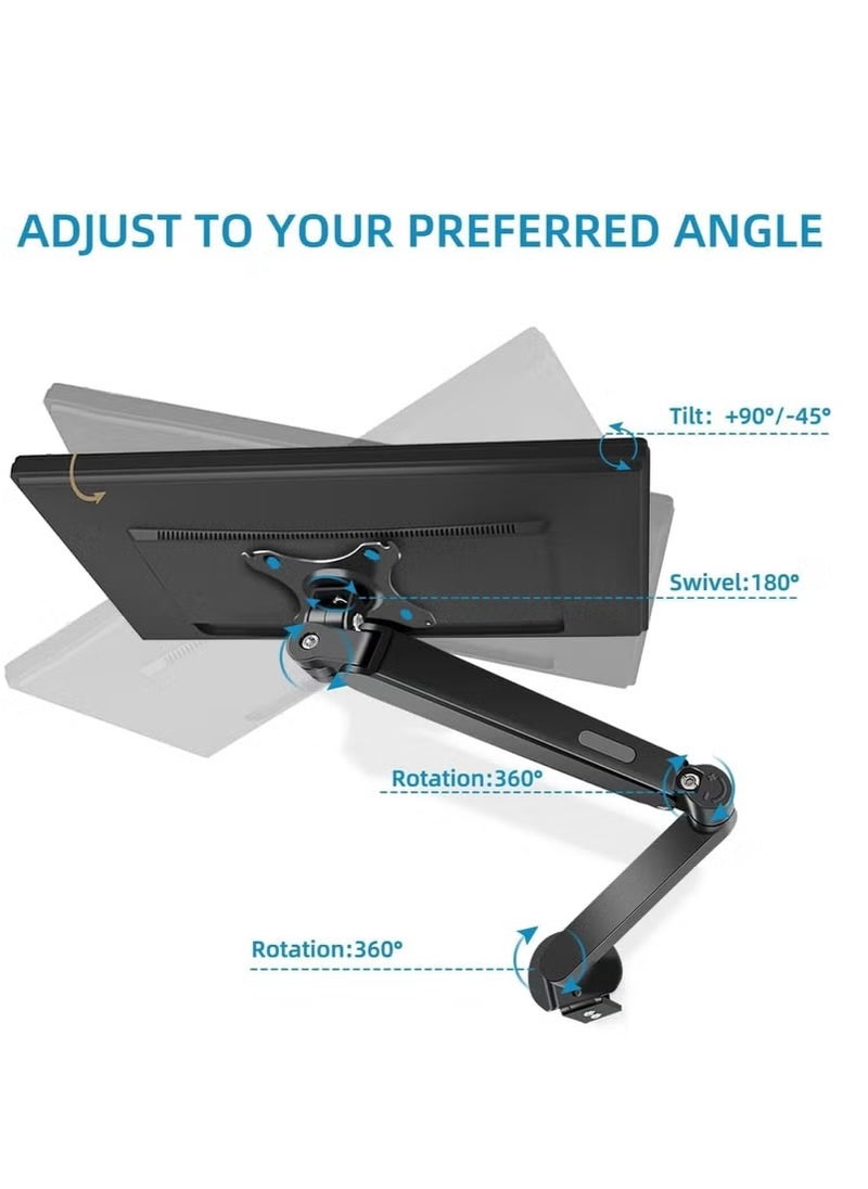 Monitor Desk Mount Single Arm Stand, Full Motion Monitor Arm (Holds up to 2-9kG) with Gas Spring for 17 to 30 Inch LCD LED Computer Monitor