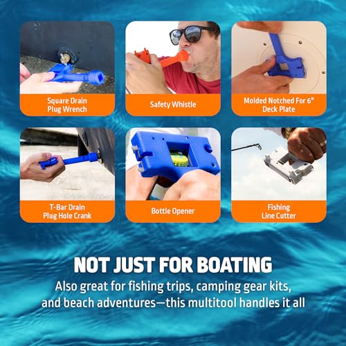 Boat Gadget 10-in-1 Boat Tool, Blue - Must-Have Boat Accessory with Gas Cap Key, Fishing Line Cutter, Bottle Opener, Whistle & More - Smart Addition to Any Boat Tool Kit for Fishing, Boating & Fun - Image 3
