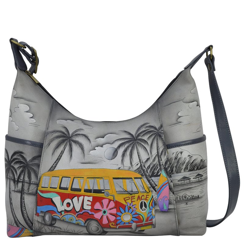 Anna by Anuschka Womens LeatherLarge Shoulder Hobo Happy Camper