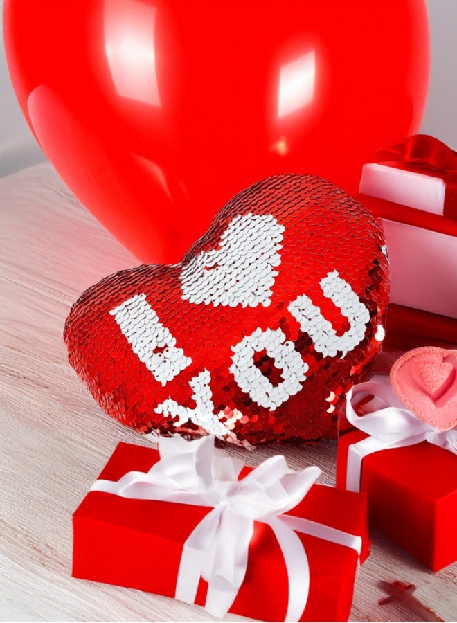 Cuddles Plush Cushion Glitter Stuffed I Heart you Pillow 20cm Red - Image 5