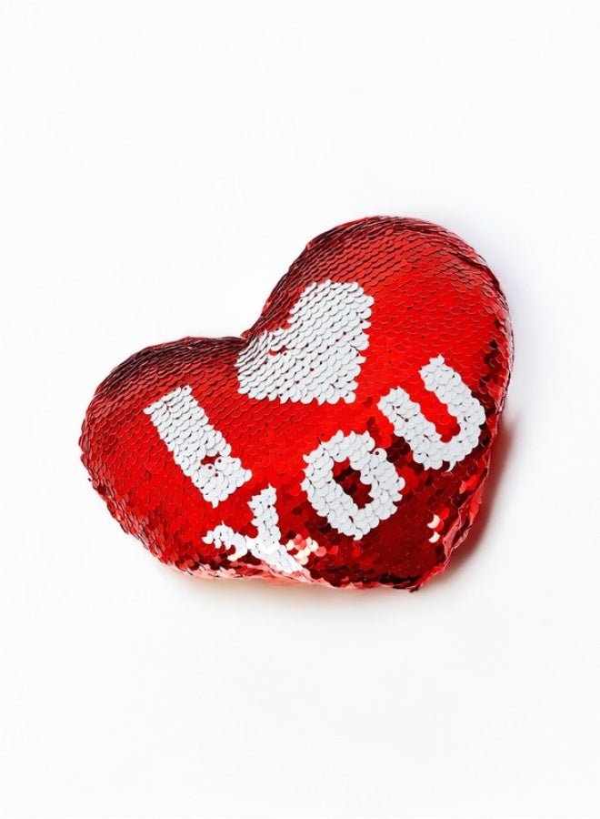 Cuddles Plush Cushion Glitter Stuffed I Heart you Pillow 20cm Red - Image 1