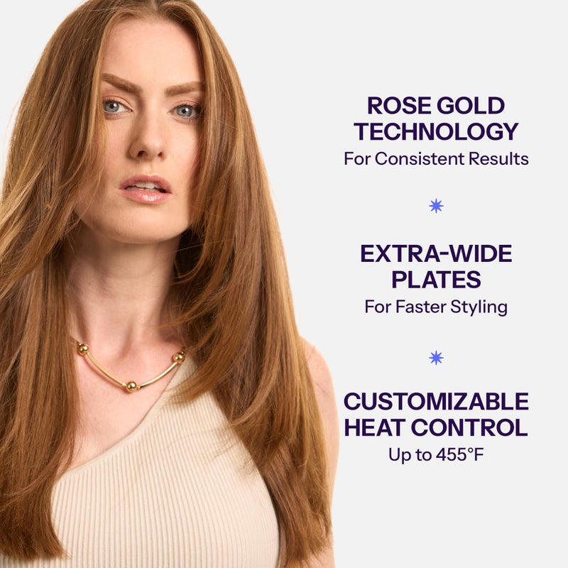 HOT TOOLS Professional Rose Gold Digital Extra Long Flat Iron, 1-1/2 inch - Image 2