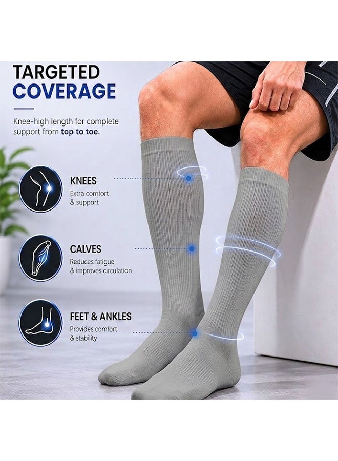 Knee High School Uniform Socks – Comfortable Stretch Uniform Socks for Boys and Girls, Breathable Long Socks for School, Sports and Daily Wear - Grey - Image 3