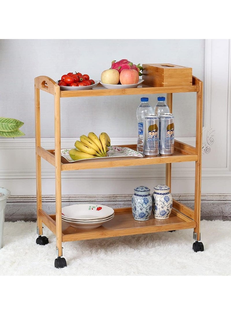 LINGWEI Serving Cart 3-Tier Kitchen Utility Cart with Wheels and Storage Shelf Household Serving Cart Service Trolley For Kitchen Bathroom - Image 2