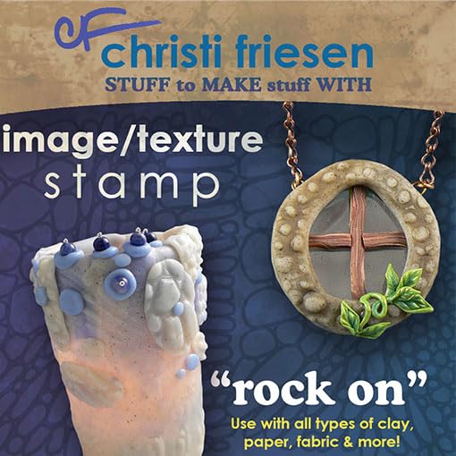 Aves Co Rubber Texture Clay Stamps Make an Impression with Christi Friesen Stamps Rockon Texture Stamp for All Types of Clay Paper and Fabrics with Rubber Stamp
