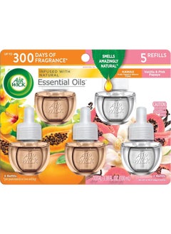 Air Wick Plug In Scented Oil Refill, 5 Ct, Hawaii And Vanilla & Pink Papaya, Air Freshener, Essential Oils