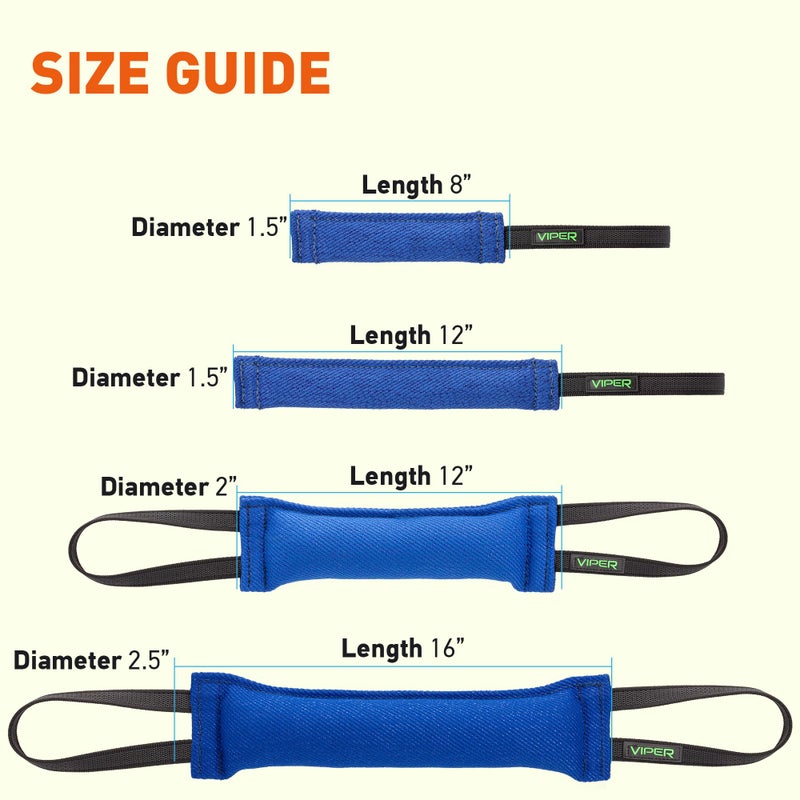 Viper Synthetic K9 Tug Toy Reward with Two Handles for Adult Dogs and Puppies. Ruberized Handles - Blue, 16" x 2.5" - Image 3