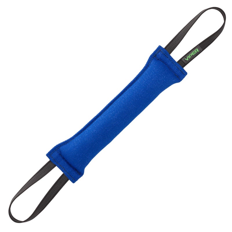 Viper Synthetic K9 Tug Toy Reward with Two Handles for Adult Dogs and Puppies. Ruberized Handles - Blue, 16" x 2.5" - Image 1