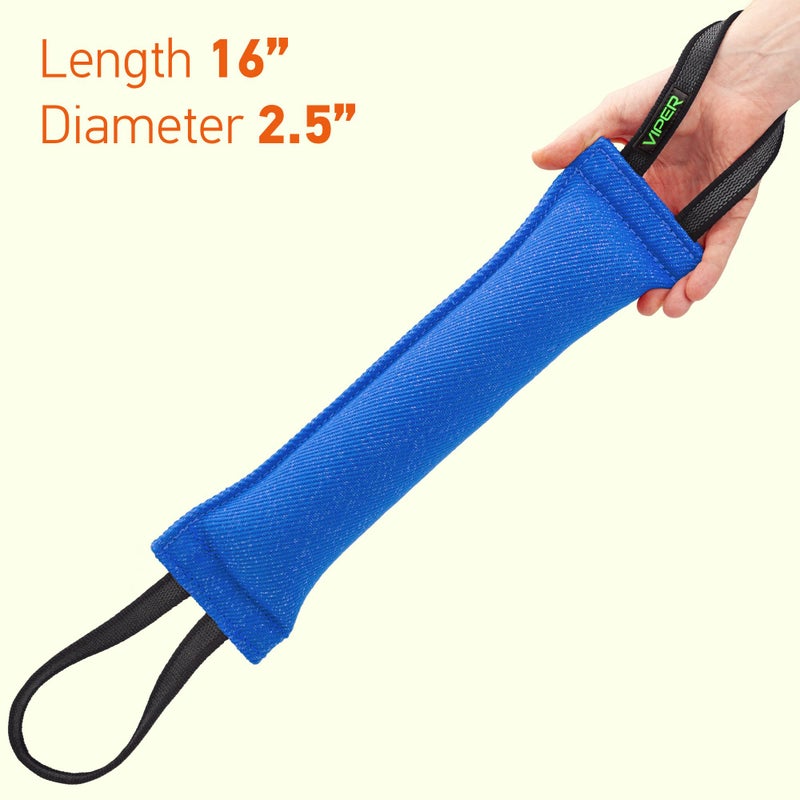 Viper Synthetic K9 Tug Toy Reward with Two Handles for Adult Dogs and Puppies. Ruberized Handles - Blue, 16" x 2.5" - Image 5