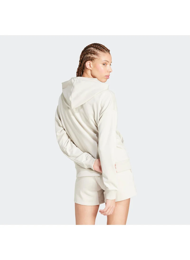 اديداس سويت شيرت نسائي بغطاء رأس من التيري الفرنسي بشعار صغير أساسي