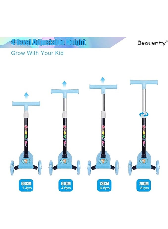 Beauenty Scooter For Kids,Adjustable&Folding 3 Wheel Scooter,LED Light Up Wheels,for 2-8 Years Old (Red) - Image 3