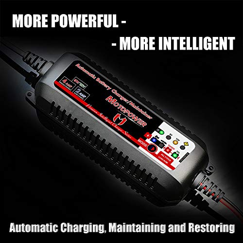 MOTOPOWER MP00207 6V and 12V 4AMP Automatic Smart Battery Charger, Battery Maintainer, Battery Desulfator with Force Charging Recondition Mode - Image 2