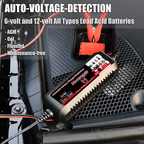 MOTOPOWER MP00207 6V and 12V 4AMP Automatic Smart Battery Charger, Battery Maintainer, Battery Desulfator with Force Charging Recondition Mode - Image 4
