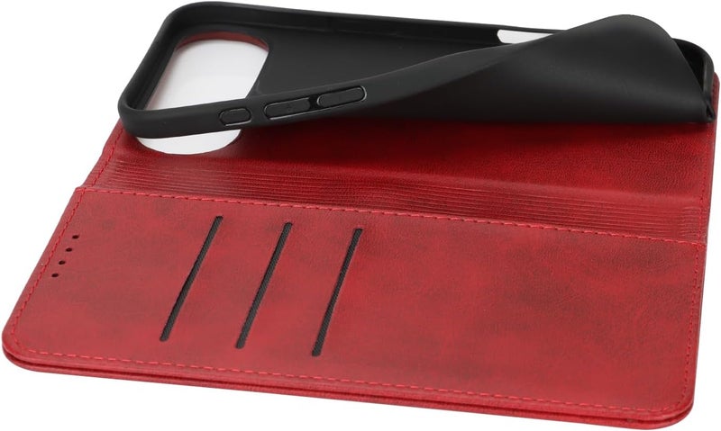 iCoverCase for iPhone Air Wallet Case with Card Holder, PU Leather Magnetic Kickstand Feature Shockproof Protective Flip Cover Case - Red - Image 5