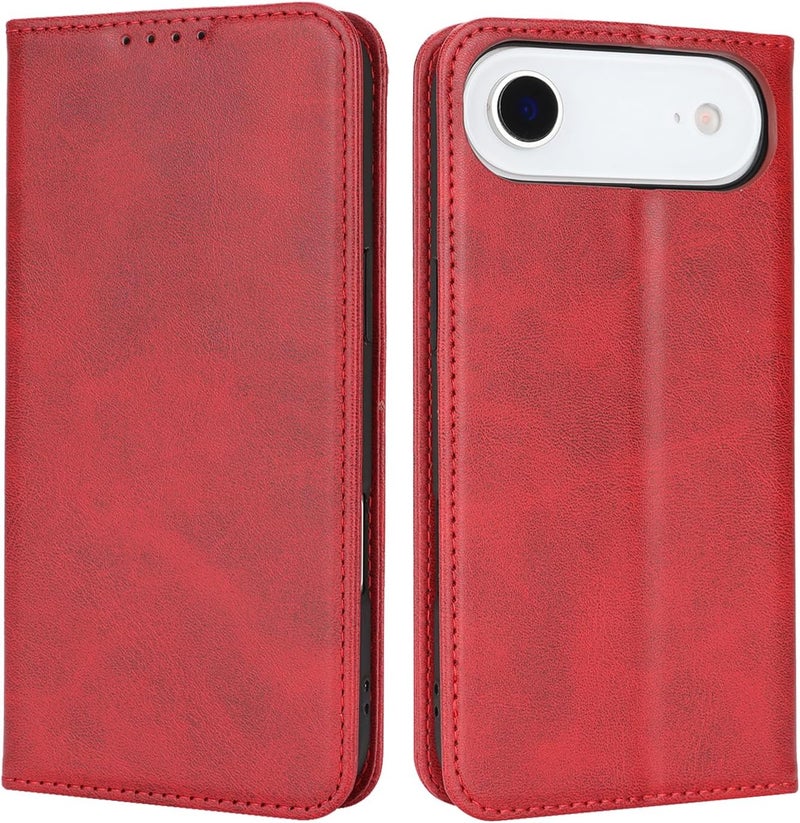 iCoverCase for iPhone Air Wallet Case with Card Holder, PU Leather Magnetic Kickstand Feature Shockproof Protective Flip Cover Case - Red - Image 1