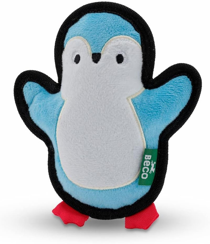 Beco Lovable Soft Penguin Squeaker Dog Toy Made with 65 Recycled Materials Snuggle Chew Toss  Fetch - Image 1