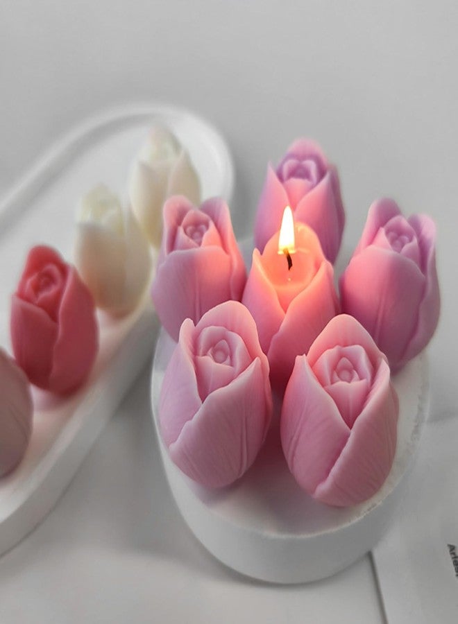 Wehous 2PCS Tulip Flower Silicone Molds 3D Floral Resin Candle Soap Mold Flower Fondant Chocolate Cake Decoration Mold Unique Wax Epoxy Resin Concrete Casting Polymer Clay Craft Home Decor Mould - Image 5