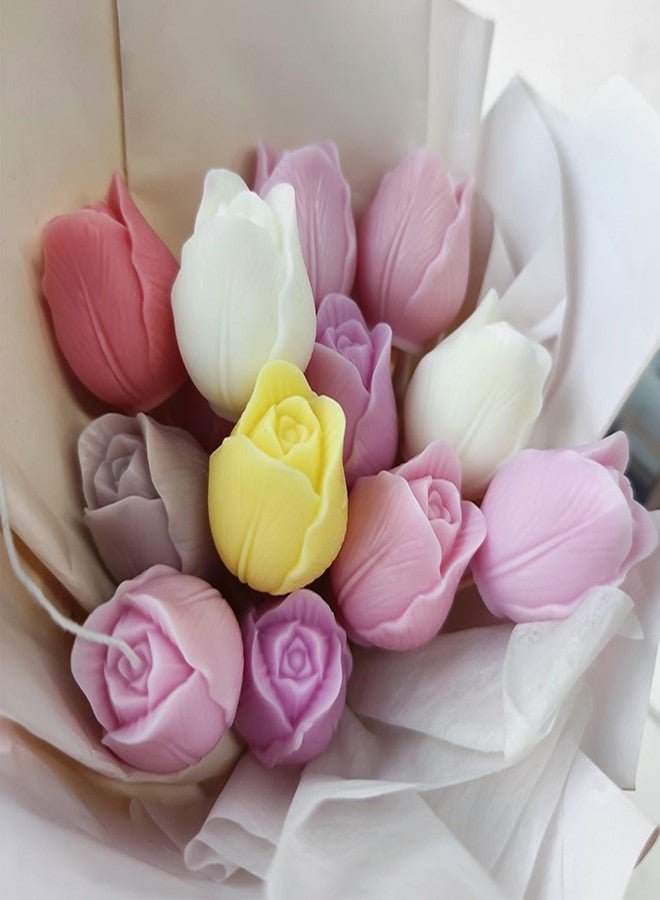 Wehous 2PCS Tulip Flower Silicone Molds 3D Floral Resin Candle Soap Mold Flower Fondant Chocolate Cake Decoration Mold Unique Wax Epoxy Resin Concrete Casting Polymer Clay Craft Home Decor Mould - Image 4