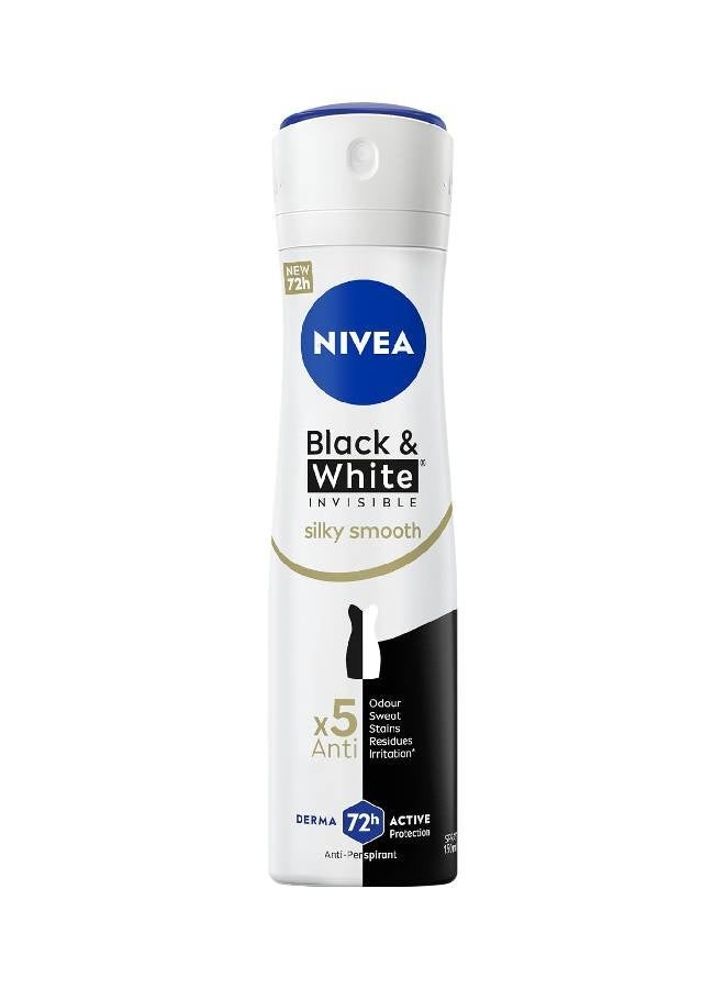 Nivea Black And White Invisible Silky Smooth, Antiperspirant Spray For Women 150ml + Black And White Invisible Antiperspirant Deodorant Spray for Women - Image 3