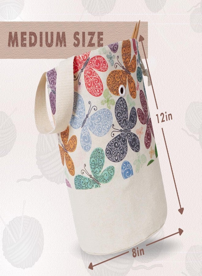 TOGETRUE Yarn Bag, Knitting Crochet Bag, Portable Yarn Storage Bags Organizer for Crocheting Project, Store Skein Ball, Short Knitting Needle (Medium, Butterfly) - Image 3