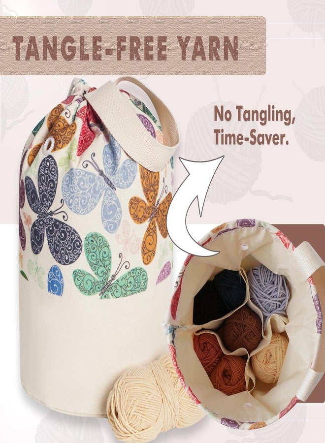 TOGETRUE Yarn Bag, Knitting Crochet Bag, Portable Yarn Storage Bags Organizer for Crocheting Project, Store Skein Ball, Short Knitting Needle (Medium, Butterfly) - Image 5