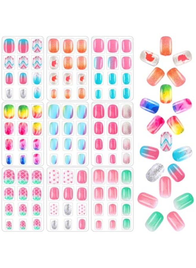 DTOFOOT 108Pcs Fake Press on NailsAcrylic Full Cover False Press on Nails Stick on Nails Birthday Party Favors Gift Nail Art Decoration9 Pack Gradient Style - Image 1