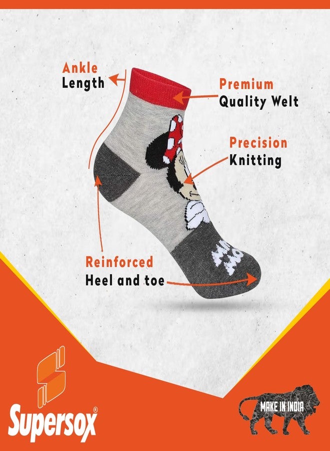 Supersox Ankle Disney Character Socks for Kids, Made with Breathable, Anti Odour & Moisture Absorbent Combed Cotton with a Extra Durable Welt, Ideal For All Day Wear (Pack Of 5) - Image 3