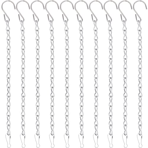 YINGFENG 10 Pack 9.5 Inch Silver Hanging Chains for Hanging Bird Feeders, Bird Houses, Planters, Baskets, Birdbaths, Lanterns, Wind Chimes, Billboards, Signs and Ornaments - Image 1