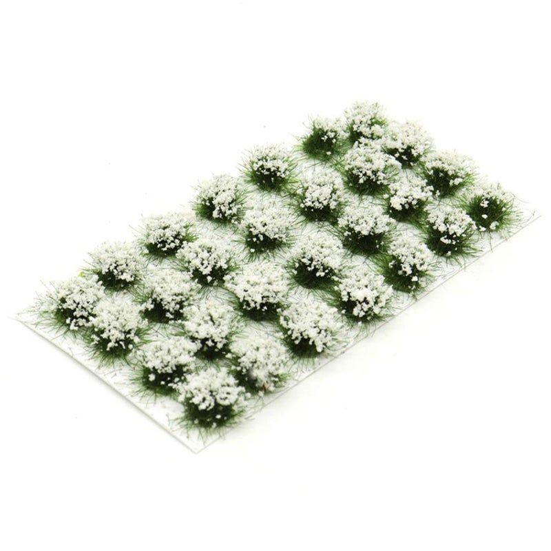 28 Pcs White Flower Cluster Flower Vegetation Groups Grass Tufts Static Scenery Model DIY Miniature for Train Landscape Railroad Scenery Sand Military Layout Model War Gaming Terrain