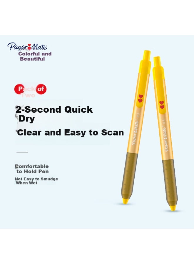 Papermate Paper Mate 0.5Mm High-Value Clickable Gel Pen, Fruit Series - Mango G230, Black, Pack Of 2 - Image 1