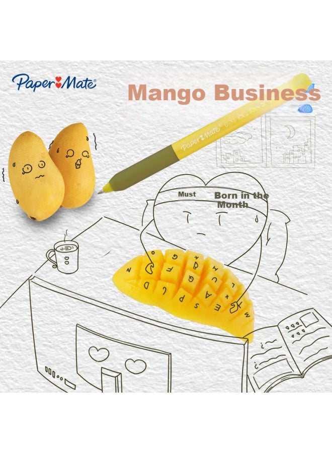Papermate Paper Mate 0.5Mm High-Value Clickable Gel Pen, Fruit Series - Mango G230, Black, Pack Of 2 - Image 3