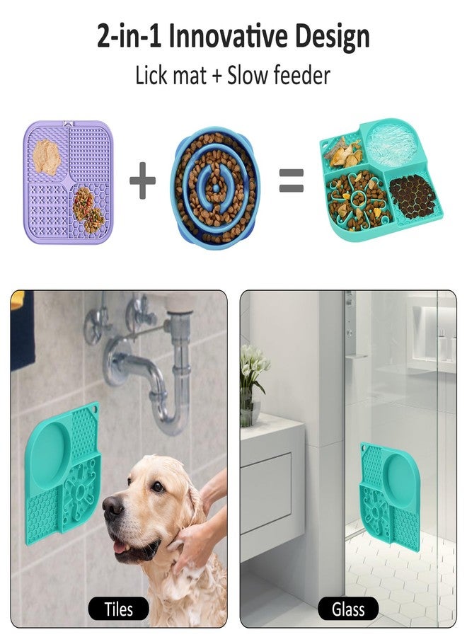 Pikabiu Lick Mat for Dogs & Cats, 3-in-1 Slow Feeder with Suction Cups, Stress Relief, Blue, 8.3 x 8.3 inches - Image 2