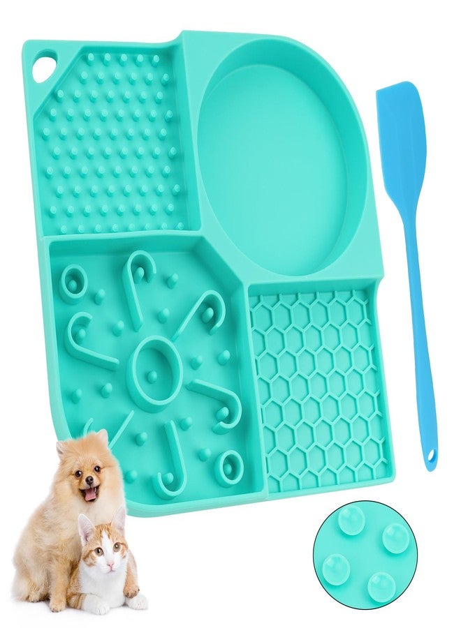 Pikabiu Lick Mat for Dogs & Cats, 3-in-1 Slow Feeder with Suction Cups, Stress Relief, Blue, 8.3 x 8.3 inches - Image 1