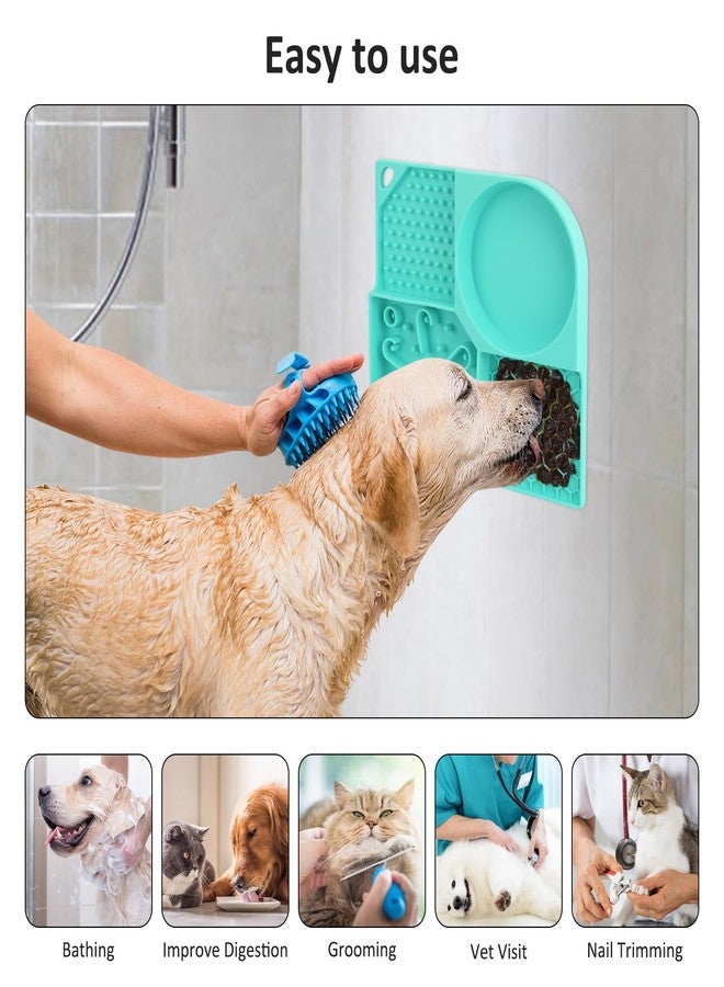 Pikabiu Lick Mat for Dogs & Cats, 3-in-1 Slow Feeder with Suction Cups, Stress Relief, Blue, 8.3 x 8.3 inches - Image 3