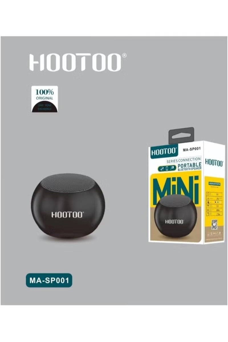 هوتو مكبر صوت بلوتوث صغير محمول HOOTOO MA-SP001 – خرج 3 واط، تشغيل متعدد التنسيقات (APE, MP3, FLAC)، طاقة مزدوجة، صوت لاسلكي بدون استخدام اليدين للمنزل والمكتب والسفر – أسود - Image 1