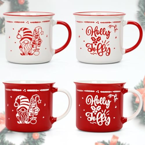 Cabtnca Christmas Mugs Set of 4, Ceramic Coffee Mugs, Dwarf Santa Mug, Holiday Mugs, Xmas Mug Decor, Marry Christmas Gifts for Women Kids, 13 Oz - Image 2