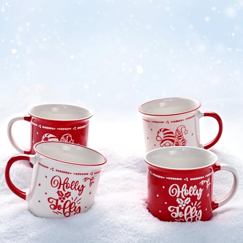 Cabtnca Christmas Mugs Set of 4, Ceramic Coffee Mugs, Dwarf Santa Mug, Holiday Mugs, Xmas Mug Decor, Marry Christmas Gifts for Women Kids, 13 Oz - Image 5