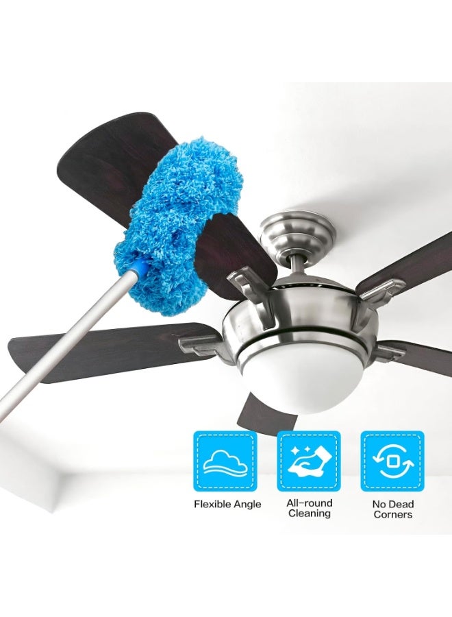 Ceiling Fan Cleaner, Dust Collector, Reusable Ultra-Fine Fiber Ceiling Fan Blade Cleaner Belt, Used For Cleaning Walls, Bookshelves, Furniture, Door And Window Tops (Blue) - Image 5