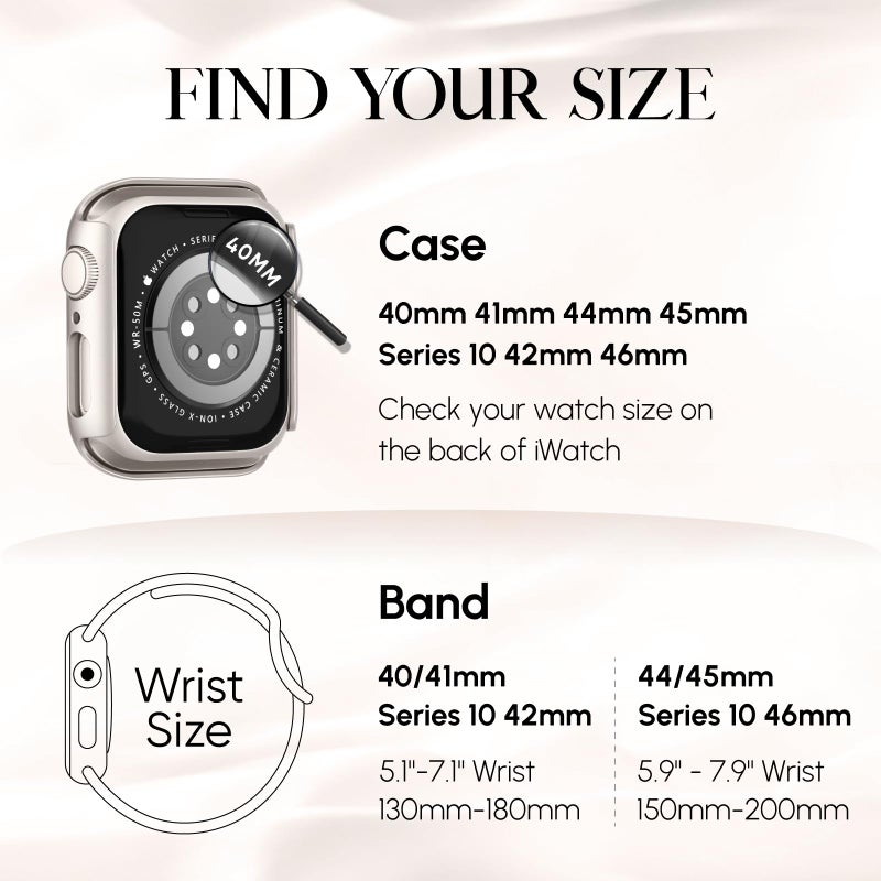 Knossen Braided Stretchy Band Compatible for Apple Watch Bands for Women and Case 40mm 41mm 42mm 44mm 45mm 46mm, Solace Solo Loop Bling Diamond Screen Protector Cover for iWatch Series 11 10 9 8 7 SE 6 5 4 - Image 5