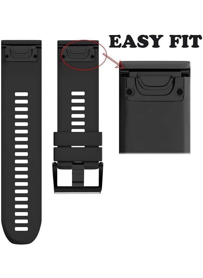 For Fenix 5/Fenix 6/Fenix 7 Band 22mm Silicone Watch Band for Fenix 8 Fenix E 47mm/Fenix 5 Plus/Fenix 6 Pro/Fenix 7 Pro/Forerunner 935(Black) - Image 2