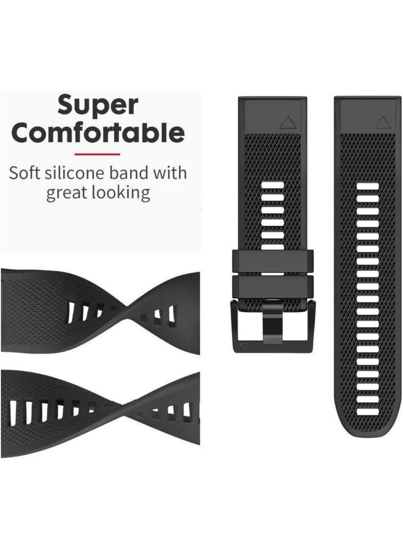 For Fenix 5/Fenix 6/Fenix 7 Band 22mm Silicone Watch Band for Fenix 8 Fenix E 47mm/Fenix 5 Plus/Fenix 6 Pro/Fenix 7 Pro/Forerunner 935(Black) - Image 5