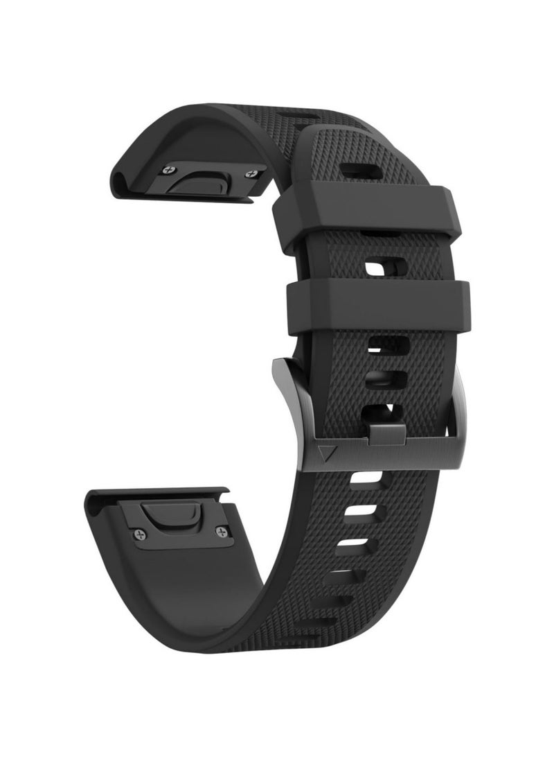 For Fenix 5/Fenix 6/Fenix 7 Band 22mm Silicone Watch Band for Fenix 8 Fenix E 47mm/Fenix 5 Plus/Fenix 6 Pro/Fenix 7 Pro/Forerunner 935(Black) - Image 1