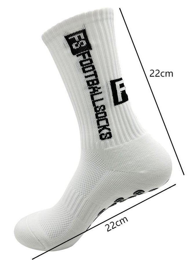 3 pairs of football socks, sports running socks, bottom anti slip silicone dots, professional training mid length socks white ﻿ - Image 2