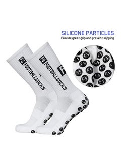 Generic 3 pairs of football socks, sports running socks, bottom anti slip silicone dots, professional training mid length socks white ﻿  - Image 4