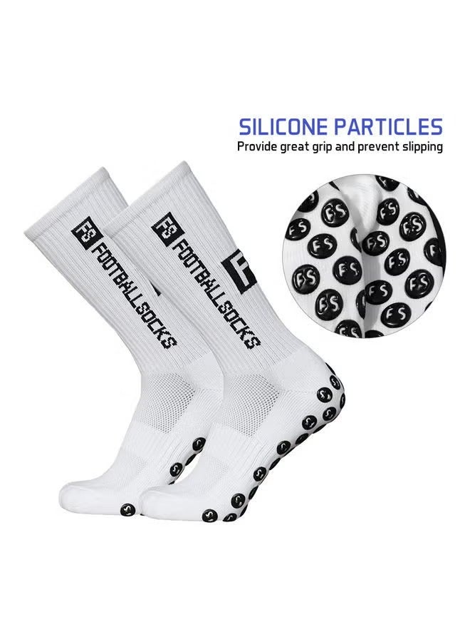 3 pairs of football socks, sports running socks, bottom anti slip silicone dots, professional training mid length socks white ﻿ - Image 4