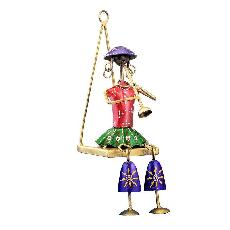 DIGGY ARTS Hand Crafted And Hand Painted Musician Wall Decor Wall Art Decorative Gift Item Showpiece For ethnic Rajasthani Art For Home Decor Red - Image 3